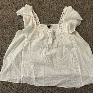 Torrid White Ruffle Sleeve Blouse